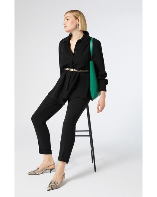 Marina Rinaldi Black Cady Button-Up Shirt