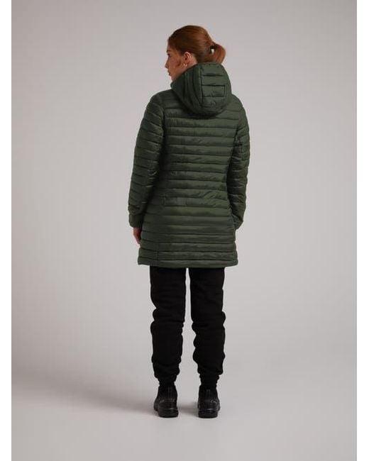 Jacket Green Satell1Te Longline Hooded Jacket