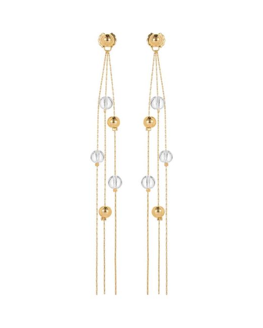 Classicharms Metallic Frostlily Mini Clear Crystal And Bead Drop Earrings