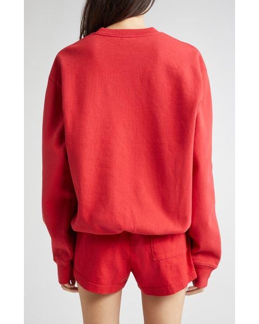 Sporty & Rich Red Varsity Crest Crewneck Graphic Sweatshirt