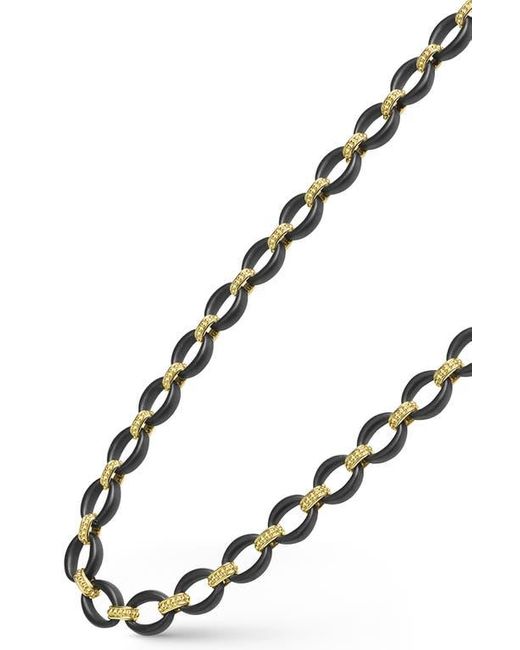 Lagos Black Anthem 18K Matte Ceramic Oval Link Necklace