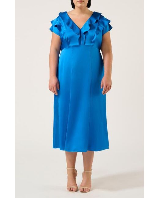 Estelle Poseidon Ruffle Trim Cocktail Dress in Blue | Lyst