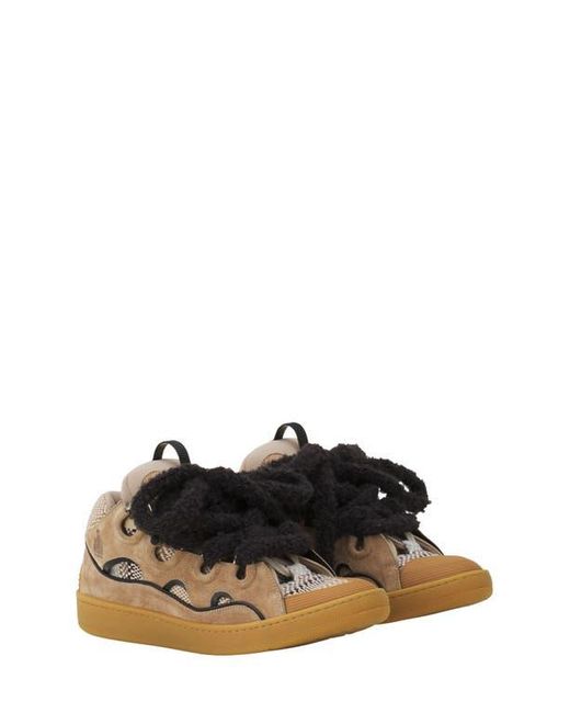 Lanvin Brown Curb Suede Sneakers With Mesh Laces