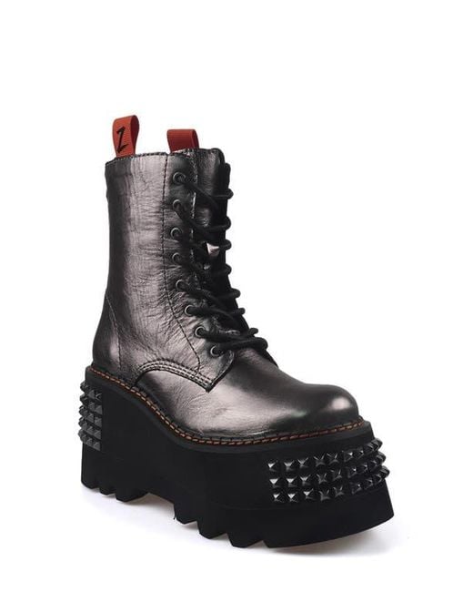 Zigi Black Leysa Studded Platform Combat Boot