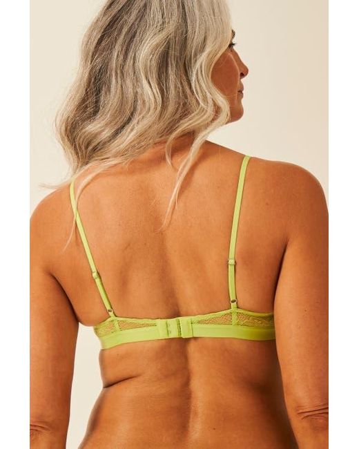 Stripe & Stare Yellow Eco Lace Padded Triangle Bra & Original Knicker Set