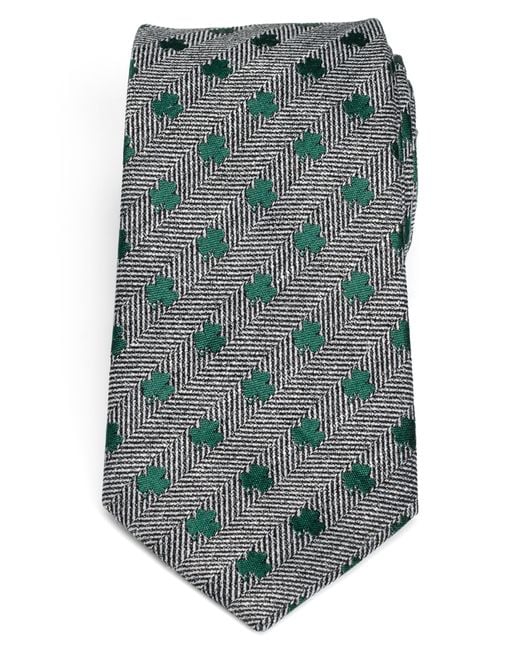 Cufflinks Inc. Gray Herringbone Shamrock Linen Tie for men