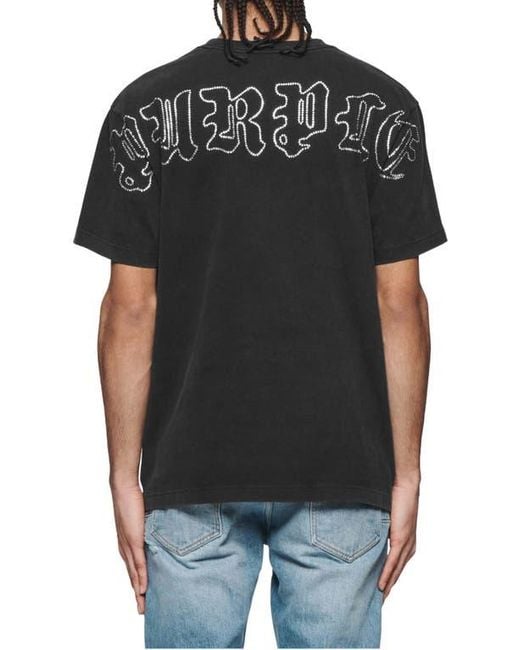Tシャツ IN COTTON JERSEY JEWELロゴ Purple Brand Heavyweight Jersey Jewel Logo T-Shirt in Black