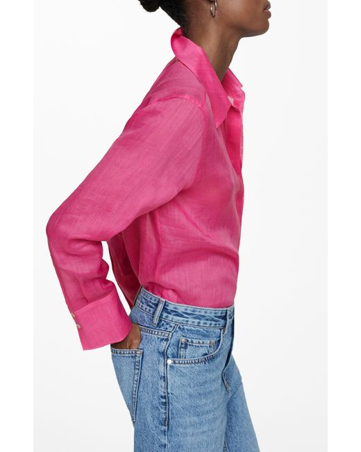 Mango Pink Ramie Button-up Shirt
