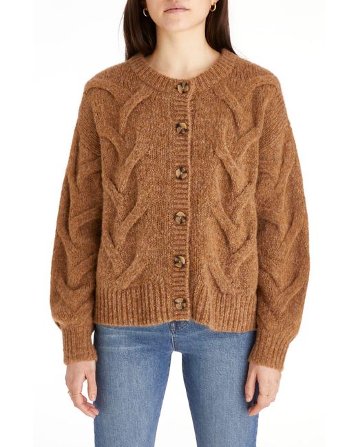Madewell Brown Cable Ashmont Cardigan Sweater