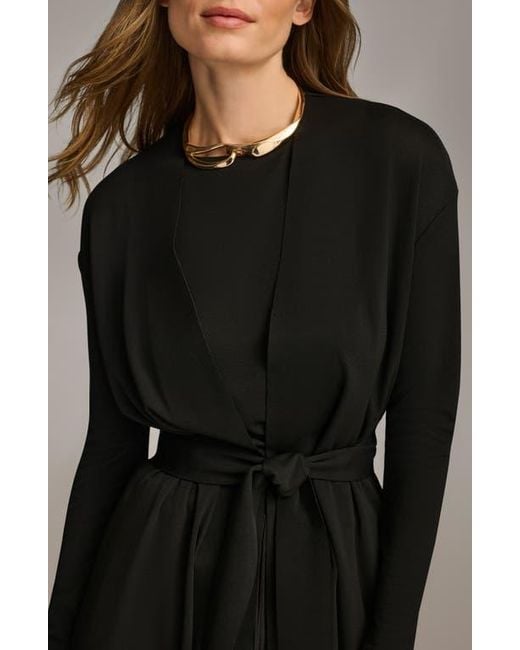 Donna Karan Black Tie Waist Long Cardigan