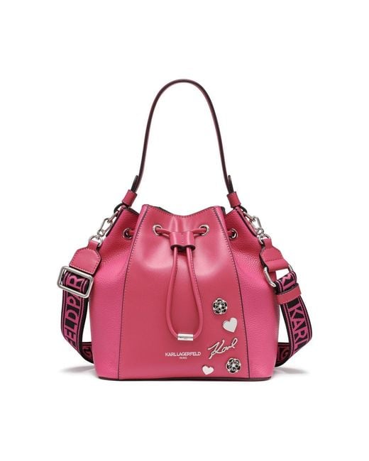 Karl Lagerfeld Pink Adele Bucket Bag