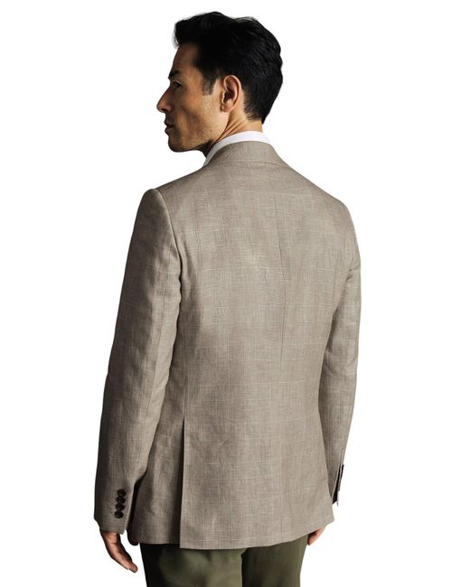 Charles Tyrwhitt Gray Linen Cotton Slim Fit Jacket for men