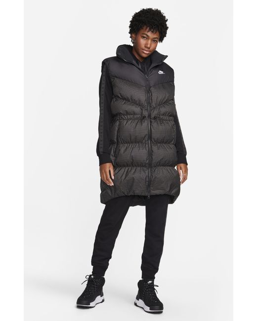 Nike Sportswear Windpuffer Therma-fit Long Puffer Vest in Black | Lyst