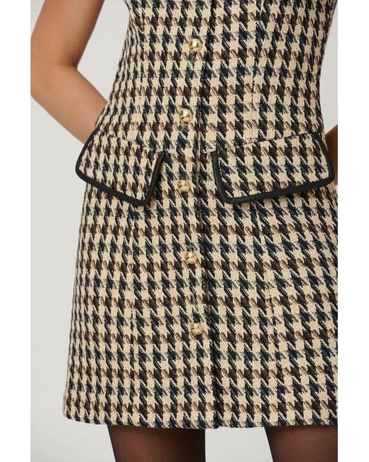 Shoshanna Natural Abigail Houndstooth Tweed Dress