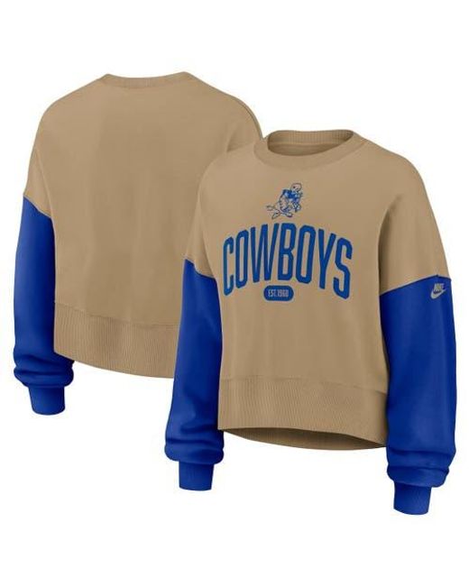 Nike Blue Dallas Cowboys Oversized Rewind Pullover Sweatshirt