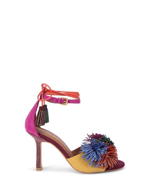 Kurt Geiger Red Pompom Ankle Strap Sandal