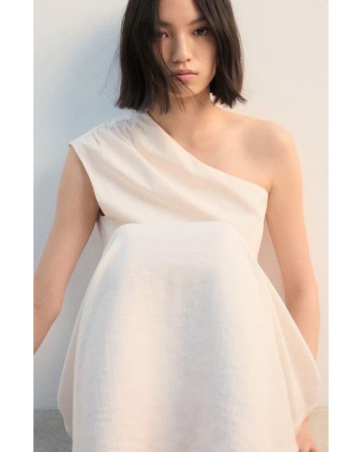 Mango Natural One-Shoulder Drop Waist Cocktail Dress