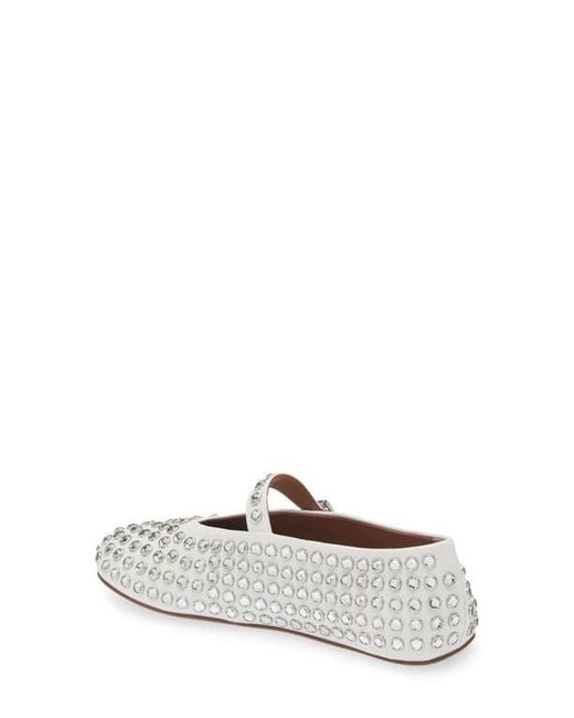 Alaïa White Rhinestone Ballet Flat