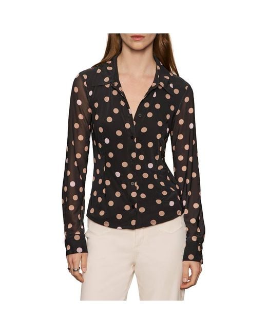 Sanctuary Black Mesh Button-Down Shirt