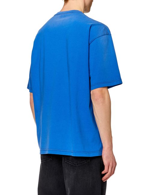 DIESEL Blue Diesel Distressed Collegiate Oversize Cotton T-shirt for men
