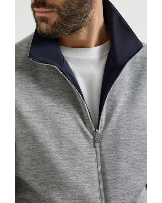 Brunello Cucinelli Blue Reversible Logo Jacket for men
