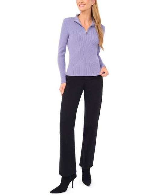 Halogen® Purple Rib Quarter Zip Sweater