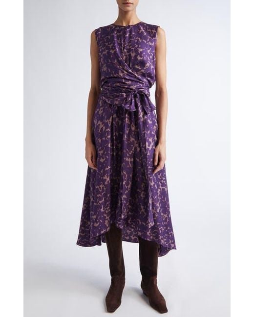 Altuzarra Purple Penny Print Silk High-Low Maxi Dress