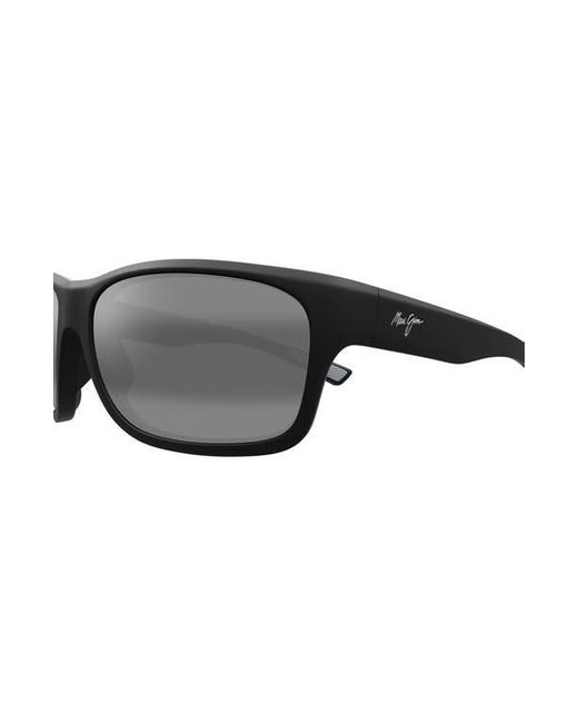 Maui Jim Black 'Ano Nui 63Mm Oversize Polarizedplus2 Rectangular Wrap Sunglasses for men