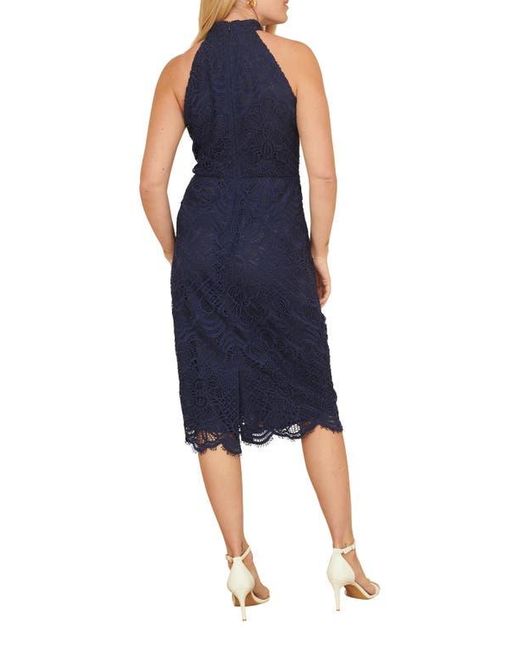 Yumi' Blue Lace Halter Neck Dress