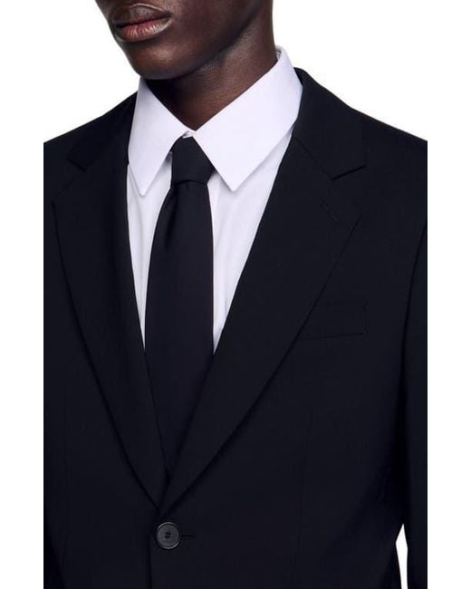 Sandro Blue Virgin Wool Suit Jacket for men