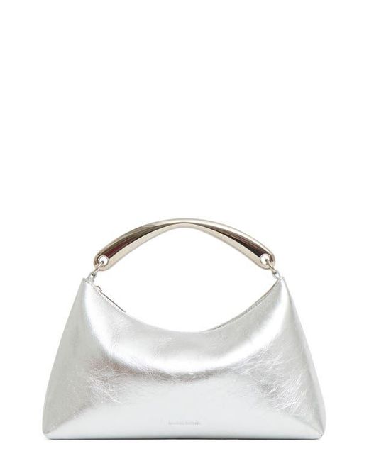 Mansur Gavriel White Rhea Metal Handle Leather Bag