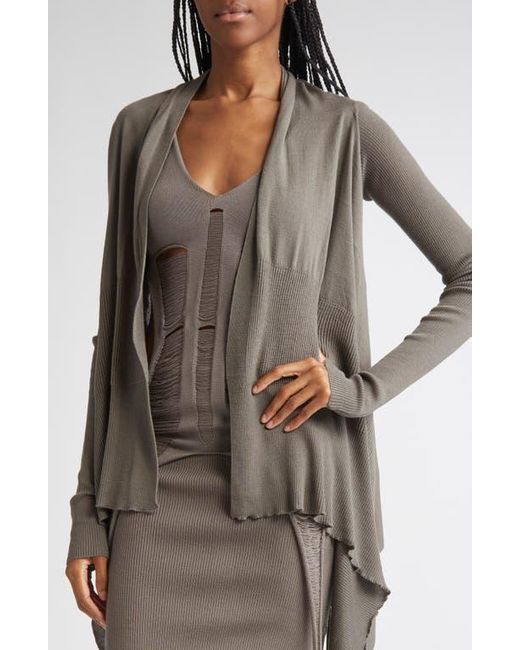 Rick Owens Brown Open Front Virgin Wool Cardigan