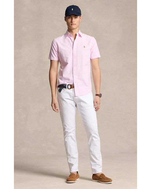 Polo Ralph Lauren Pink Check Cotton Short Sleeve Button-down Shirt for men