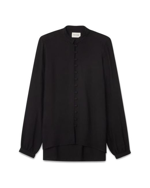 BLK DNM Black Mandarin Collar Button-Up Shirt for men