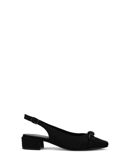 Vaneli Black Jeweled Slingback Block Heel Pumps