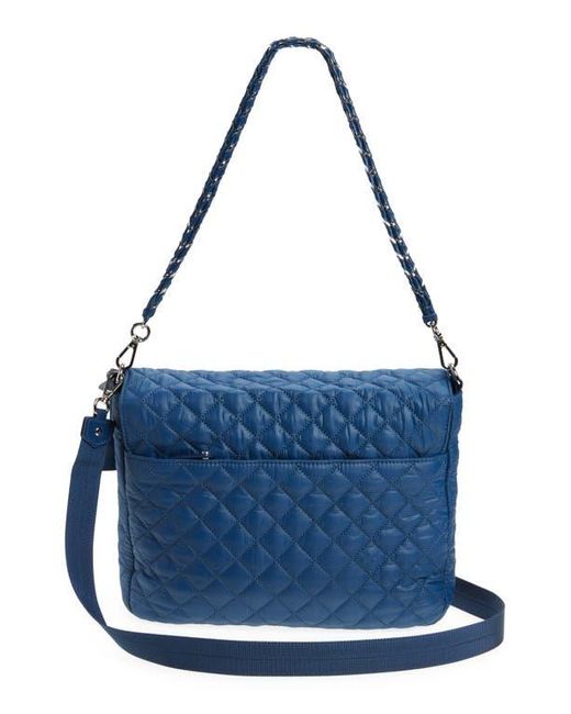 MZ Wallace Blue Large Crosby Lock Quilted Nylon Crossbody Bag