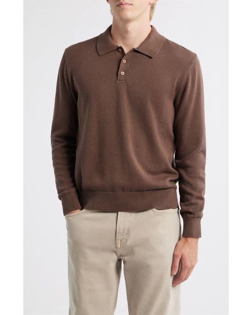 Alex Crane Brown Feather Organic Cotton Polo Sweater for men