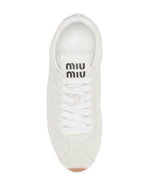 Miu Miu White Allacciate Low Top Sneaker