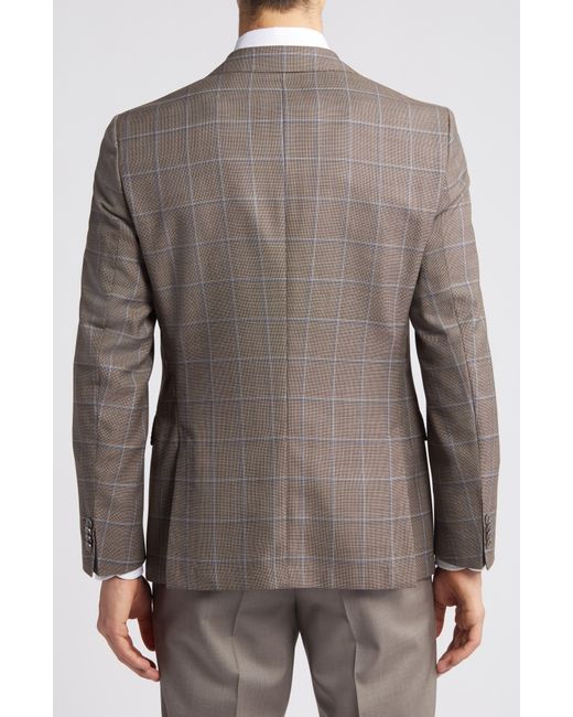 Boss Brown Hutson Windowpane Check Wool Sport Coat for men