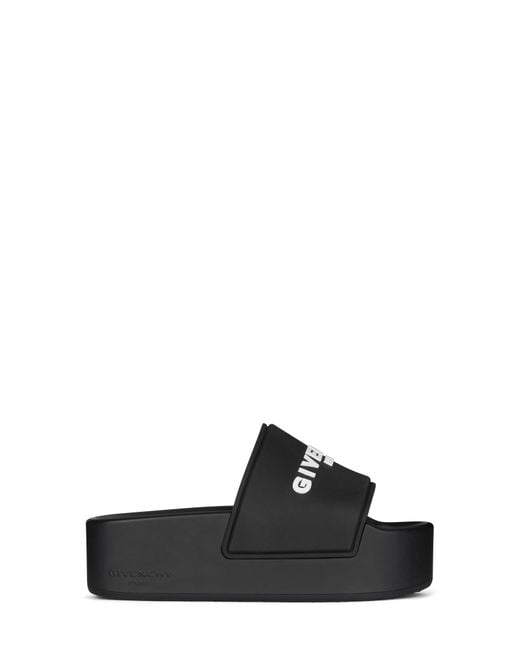 Givenchy Logo Platform Slide Sandal in Black | Lyst
