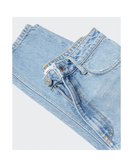 Mango Blue High Waist Ankle Tapered Mom Jeans