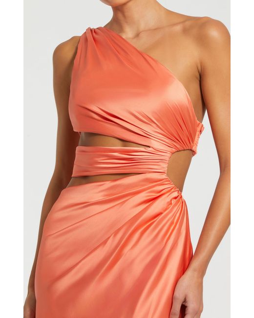 Mac Duggal Orange Cutout One-shoulder Satin Gown