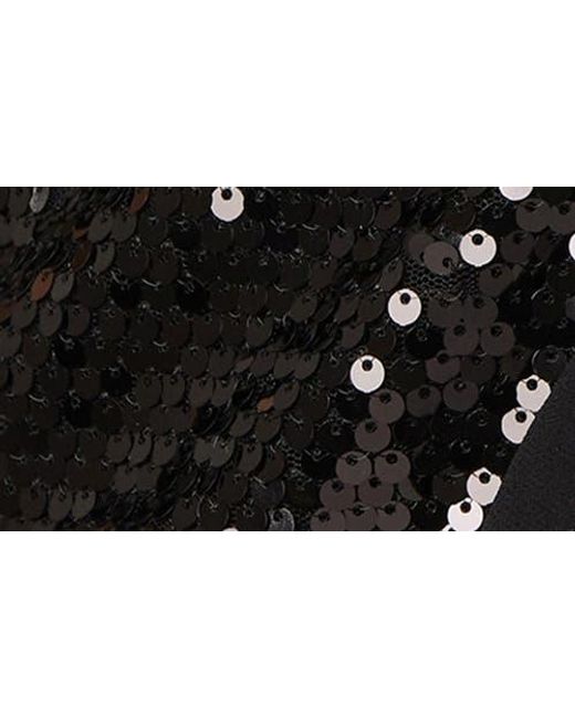 Astr Black Sequin Ruffle Trim Tie Front Top