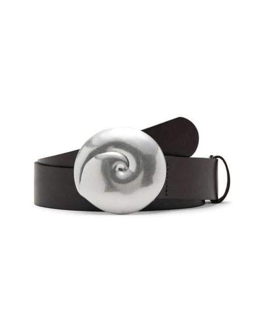 Mango Black Shell Buckle Leather Belt
