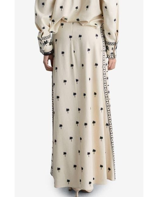 Mango Natural Embroidered A-Line Skirt
