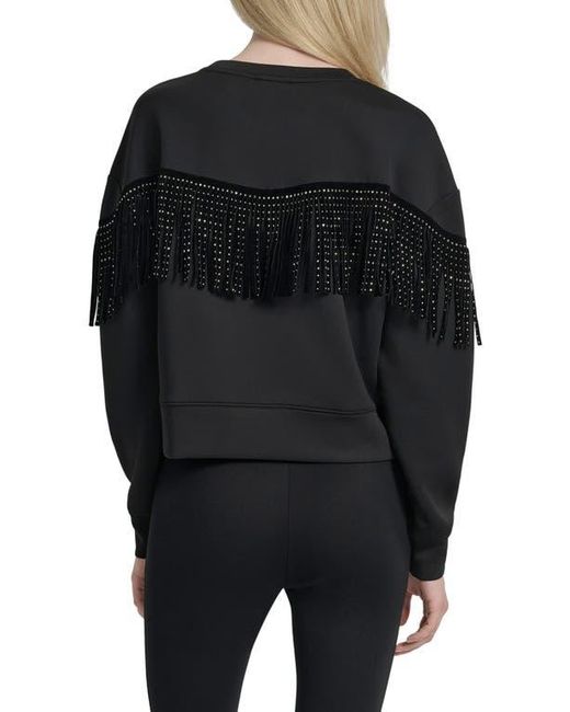 DKNY Black Stud Fringe Pullover