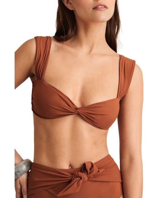 Reiss Black Hallie Twist Front Bikini Top