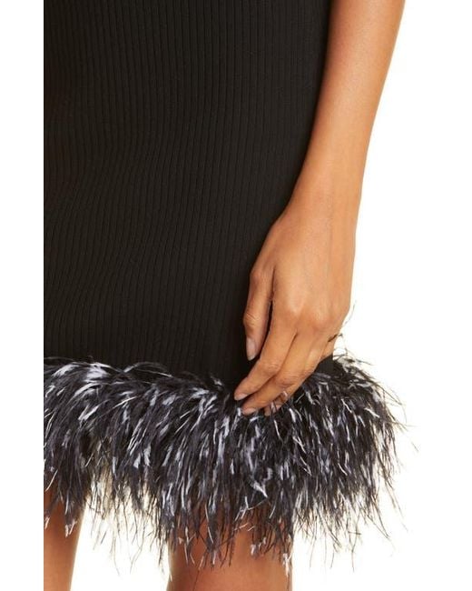 MILLY Black Feather Trimmed Skirt