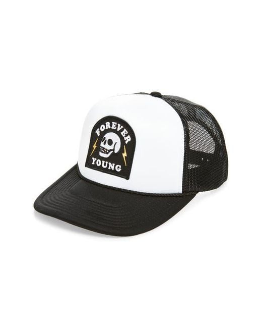 Local Beach Black Forever Young Patch Trucker Hat for men