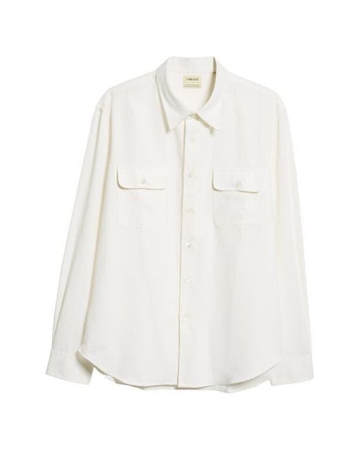 De Bonne Facture White Artist Cotton & Hemp Button-Up Shirt for men